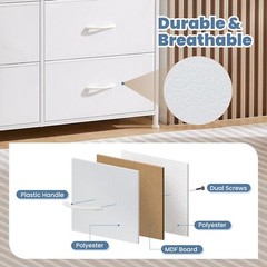White 8 Drawers Dresser Bedroom Chest Organizer Storage Tower with Fabric Bins