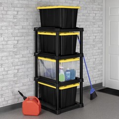 (2 pack) 4 Tier Tote Rack, Holds Four 27 Gallon Industrial Storage Totes, Heavy