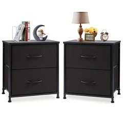 2 Drawer Dresser Nightstand Pack Of 2 Bedroom Storage Organizer Cabinet Fabric