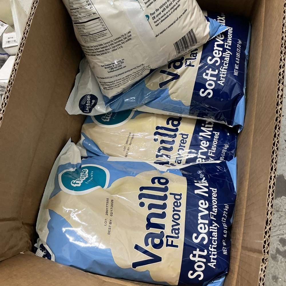Lot Of 6, 6 Lb Bags Frostline Vanilla Soft Serve Ice Cream Mix Lactose (02/2026)