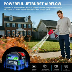 Bullseye Blower Rechargeable Cordless Leaf Dust Air Blaster 21,000 RPM with 20V