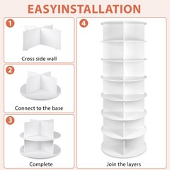 Rotating Shoe Rack Tower 7 Tier Organizer, Revolving 360 White Shoe Rack Storage