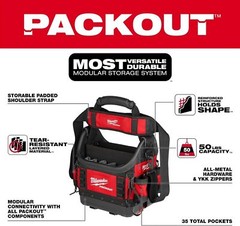 Milwaukee PACKOUT 9.8 in. W X 19 in. H Ballistic Tool Tote 35 pocket Black/Red