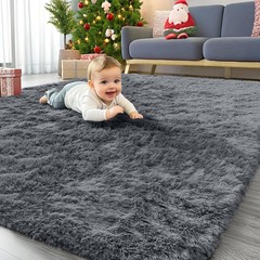 OLANLY Area Rugs for Living Room Bedroom, Machine Washable 4×5.9 Ft, Grey