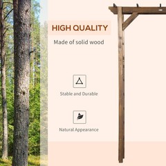 7 ft Natural Wooden Backyard Pergola w/ Side Panel for Climbing Vines