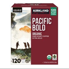 Kirkland Signature PACIFIC BOLD Organic Dark Roast Coffee – 120 Count K-Cup Pods