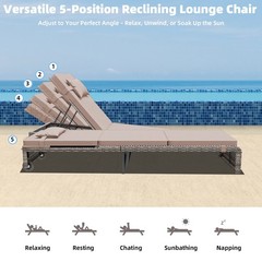 Danrelax Chaise Lounge Set (Set of 3), Modern Outdoor Patio Furniture, Beige