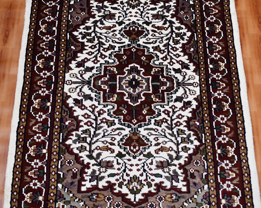 Silk Oriental Carpet Yoga 2×3 Afghan Hand Knotted Rugs Door Mat Beige Color