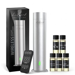 AROMA Mini Diffuser 1200 Sqft. SILVER W/ 5 PREMIUM Scents 20ml Hotel Collection