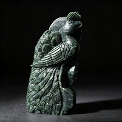 Hand Carved Jade Bird Figurine Natural Stone Animal Sculpture Desk Decor 7.68in