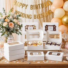 100 Pcs Bakery Boxes 12 x 8 x 2.5 Inch Rectangle Cookies Boxes with Windows f…