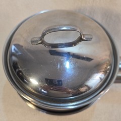 Vintage Belgium 2 QT Double Boiler Pans Lid Stainless Steel MANOR HOUSE