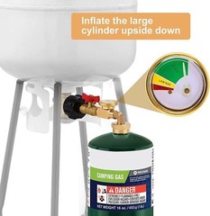 1lb to 20lb tank Propane Refill Elbow Adapter with Gauge + ON-Off Control Valve