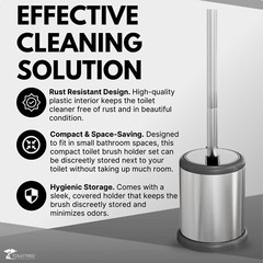 Premium Quality Bathroom Toilet Cleaning Flexible Brush and Holder Set With Lid