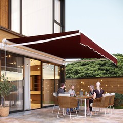 Patio Awning Manual Retractable Sun Shade Canopy Outdoor Deck Shelter 4 Size