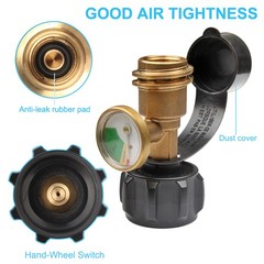 Propane Tank Gauge Brass Adapter w/Gas Pressure Level Meter Indicator for BBQ RV