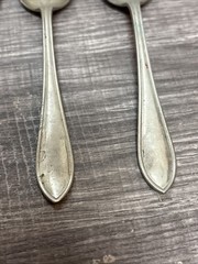 VINTAGE Antique RESILCO NICKEL SILVER SHEFFIELD DESSERT SPOONS x 6