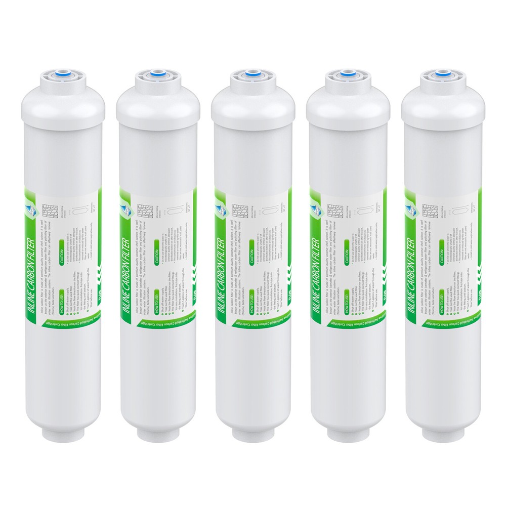 5 Pack Inline Post Carbon Water Filter 1/4″ Quick Connector Fridge Ice-maker
