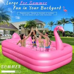 Inflatable Pool with Lights, Solar Flamingo Swimming Pool for Kids,Adults