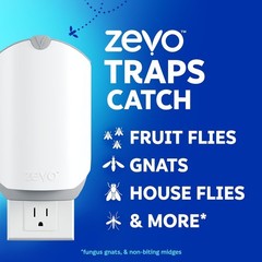 Zevo Flying Insect Trap (2 Plug-in Bases + 4 Cartridges) Featuring Blue UV Light