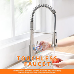 Touchless Kitchen Faucet with Pull down Sprayer LED Light Single Handle Kitchen