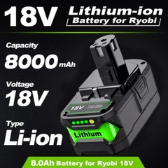 PACK For RYOBI 18V 8Ah 12Ah P108 High Capacity Battery 18Volt Li-Ion One Plus