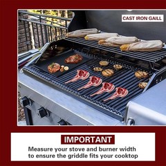 Pre-seasoned cast iron griddle pan with 2 Handles – Flat top Plate for stove …