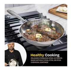 10.3in Stainless Steel Fry Pan 3-Layer Skillet Oven Safe 500F
