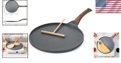 Crepe Pan Nonstick Griddle 10 Inch Swiss Granite Coating Skillet Induction