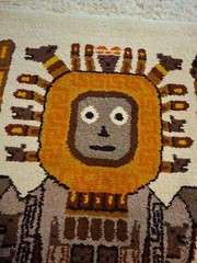 Vintage Native South American Ecuador Wool Rug Wall Hanging 44×32″