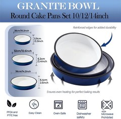 Round Enamel Baking Pan Set of 3 – High Heat Resistant Roaster for Turkey