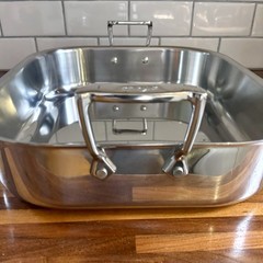 All Clad Stainless Steel Roasting Pan 16″ x 13″ Large Deep Dual Handle No Rack
