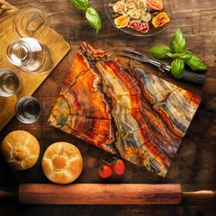 Petrified Wood Grain Agate Marble Kitchen Glass Cutting Board Decorative Gift…