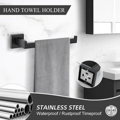 Matte Black 4-Piece Complete Bathroom Accessory Set Towel Bar & Hardware Kit