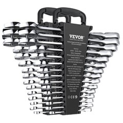 Combination Wrench Set 30 PCS SAE 1/4″ to 1″, Metric 8mm to 24mm Organizer Rack
