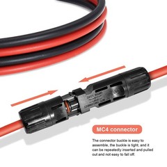 50ft Black + Red 10AWG Solar Panel Extension Cable Flexible Wire Connectors