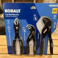 Kobalt Mini Small Pliers 3 Pc. Set Cobra & TwinGrip Style & Parallel Jaw Pliers