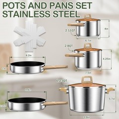 Dutzun Stainless Steel Cookware Set 13Pcs Pots And Pans Set Induction Cookware