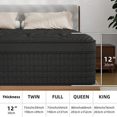 12″ 14″ Gel Memory Foam Mattress in a Box Pocket Spring Twin Full Queen King