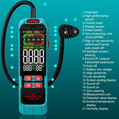 Gas Leak Detector with Extended 15.7-Inch Gooseneck,Ppm Or%Lel Gas Real-Time Gas
