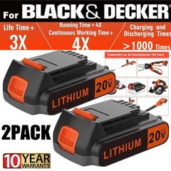 2PACK 20V Lithium-ion 2.0Ah Battery for BLACK DECKER LBXR20 LBXR2520 LBXR2020
