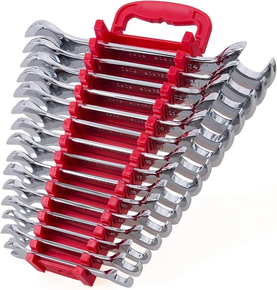 15-Piece Premium Angle Head Open End Wrench Set, Chrome Vanadium
