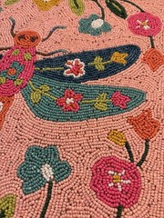 SET OF 4 Dragonfly Beaded Placemats Chargers World Market 15″X15″ Square – NEW