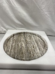 101 Copenhagen Stoneware Enkei Large Travertine Tray 15.5 x 18.5in Silver