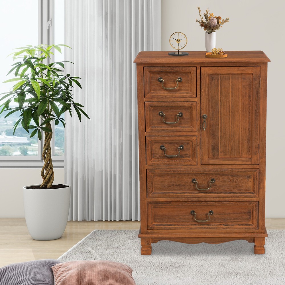 5 Drawers Dresser Wooden Storage Dressers Chests of Drawers for Bedroom Home