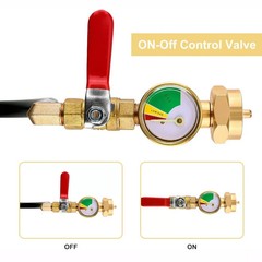 1LB To 20LB Propane Refill Adapter Extension Hose With Gauge On-Off Control 40”