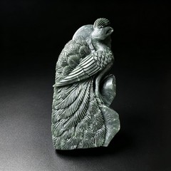 Hand Carved Jade Bird Figurine Natural Stone Animal Sculpture Desk Decor 7.68in