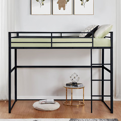 Full Metal Loft Bed w/Safety Rails+Ladder for Kids/Teens/Adults Space-Saver