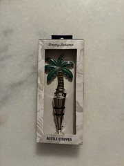 Tommy Bahama Palm Tree Metal Bottle Stopper Green Silver Modern Hand Wash Only
