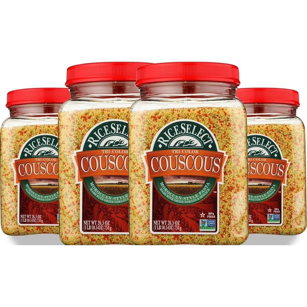 Tri-Color Moroccan Style Couscous By Rice Select 26.5 Oz Pasta 4 Pack